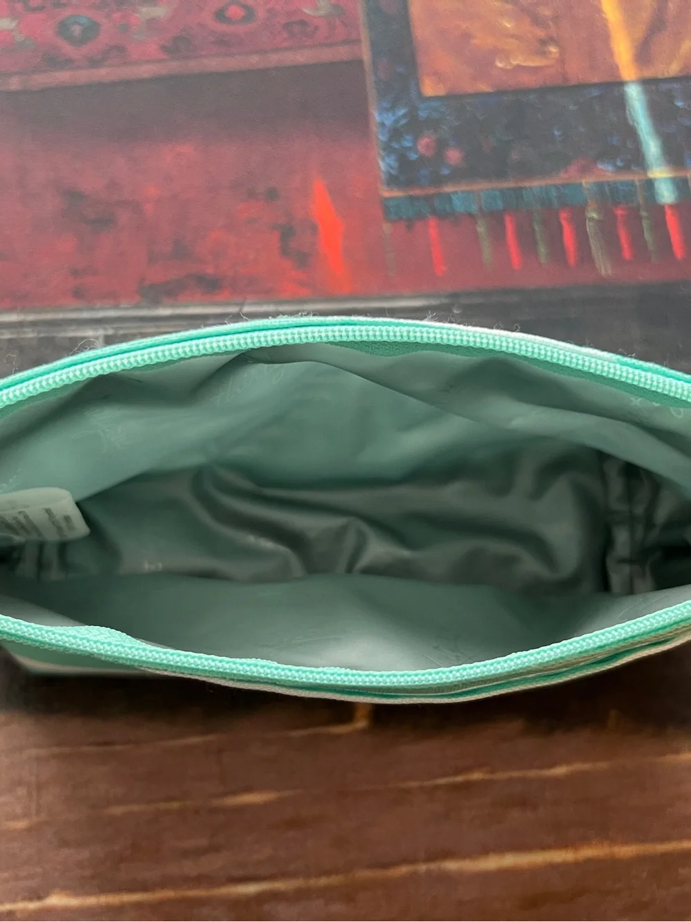 thirty-one Mint Green Striped Clear Front Makeup Pouch